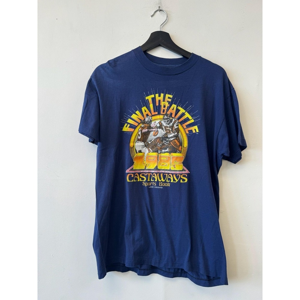 Vintage Castaways Las Vegas Shirt Mens Medium Blue‎ Hanes 1986 Football 80s